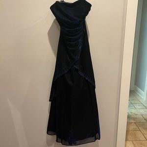 Strapless Navy blue sparkle prom dress